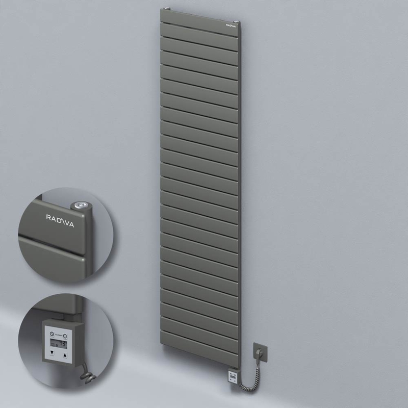 Type 10H Electric Steel Decorative Radiator 1772x500 Anthracite (KTX3 Thermostat) 1000W Spiral Cable