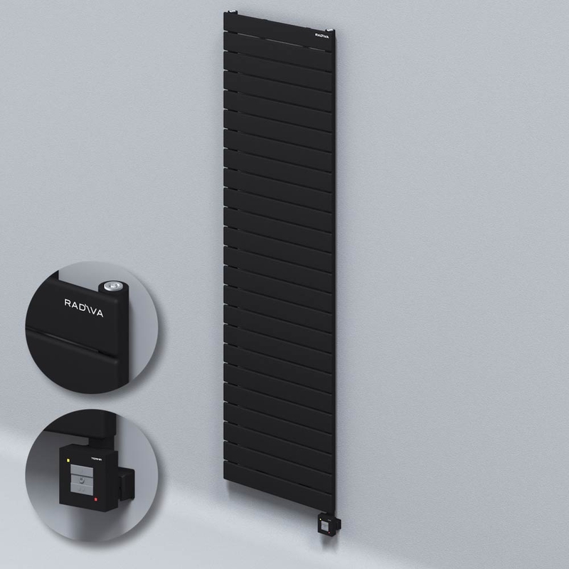 Type 10H Electric Steel Decorative Radiator 1772x500 Black (KTX1 Thermostat) 1000W