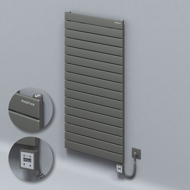 Type 10H Electric Steel Radiateur Décoratif 1180x600 Anthracite (KTX3 Thermostat) 1000W Câble spiralé