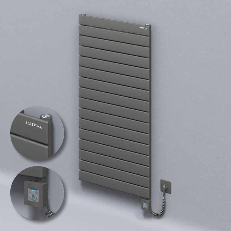 Type 10H Electric Steel Radiateur Décoratif 1180x600 Anthracite (KTX4 Thermostat) 1000W Câble spiralé