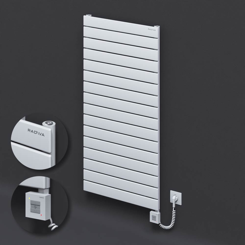 Type 10H Electric Steel Radiateur Décoratif 1180x600 Blanc (KTX1 Thermostat) 1000W Câble spiralé