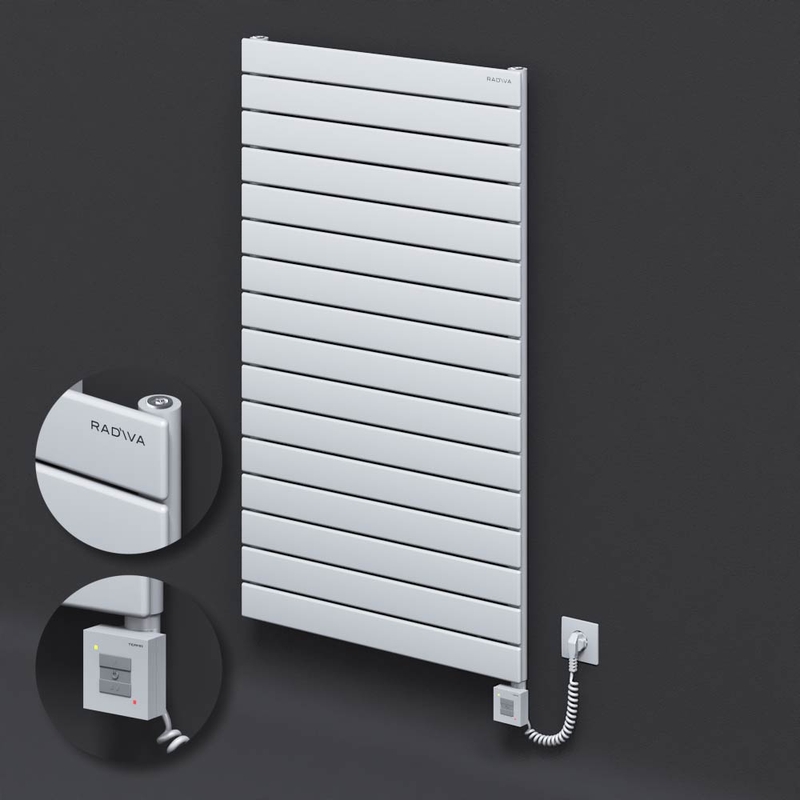 Type 10H Electric Steel Radiateur Décoratif 1180x700 Blanc (KTX1 Thermostat) 1000W Câble spiralé