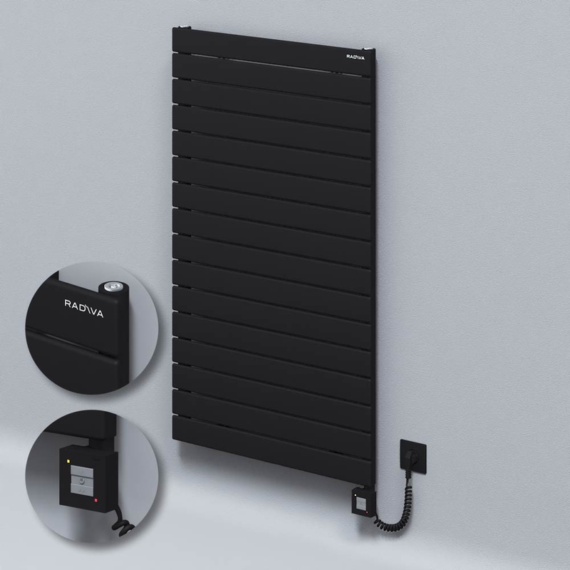 Type 10H Electric Steel Radiateur Décoratif 1180x700 Noir (KTX1 Thermostat) 1000W Câble spiralé