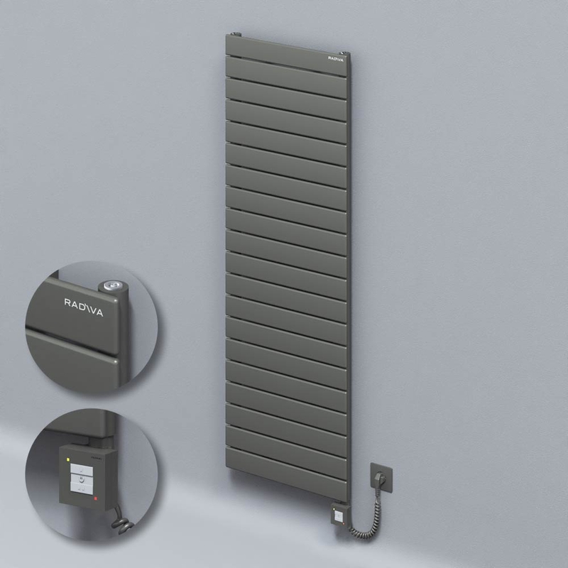 Type 10H Electric Steel Radiateur Décoratif 1476x500 Anthracite (KTX1 Thermostat) 1000W Câble spiralé