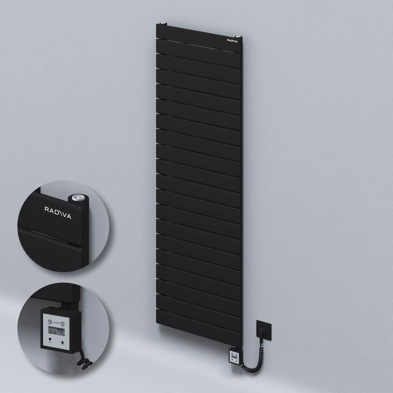 Type 10H Electric Steel Radiateur Décoratif 1476x500 Noir (KTX3 Thermostat) 1000W Câble spiralé