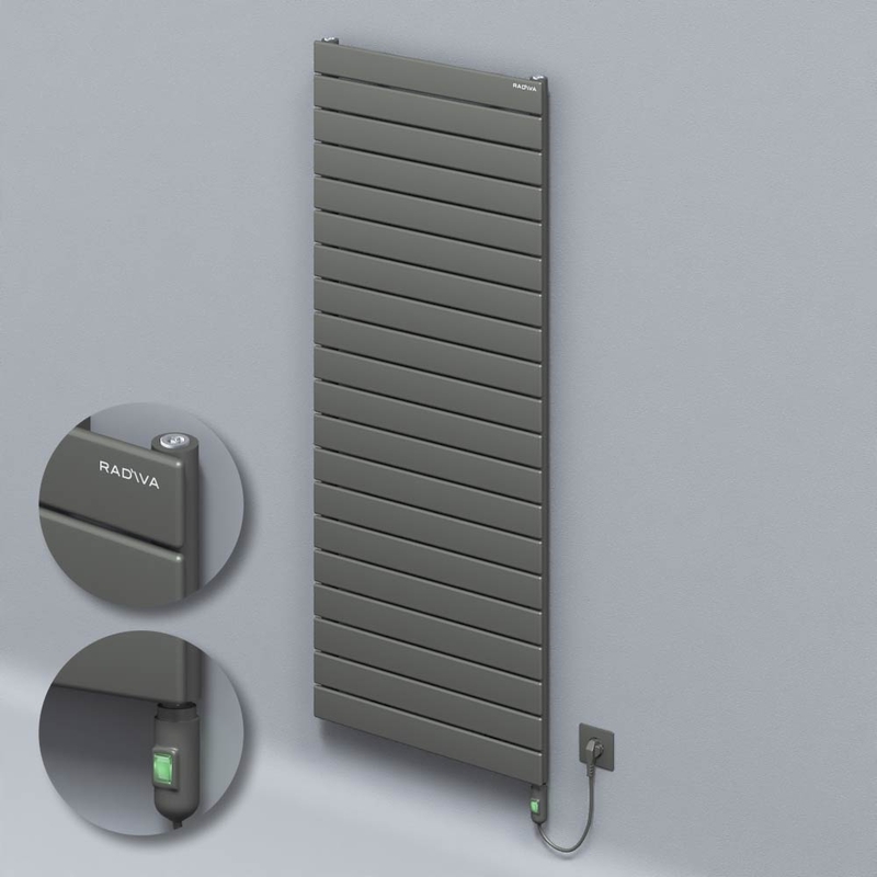 Type 10H Electric Steel Radiateur Décoratif 1476x600 Anthracite (Bouton Marche/Arrêt) 900W