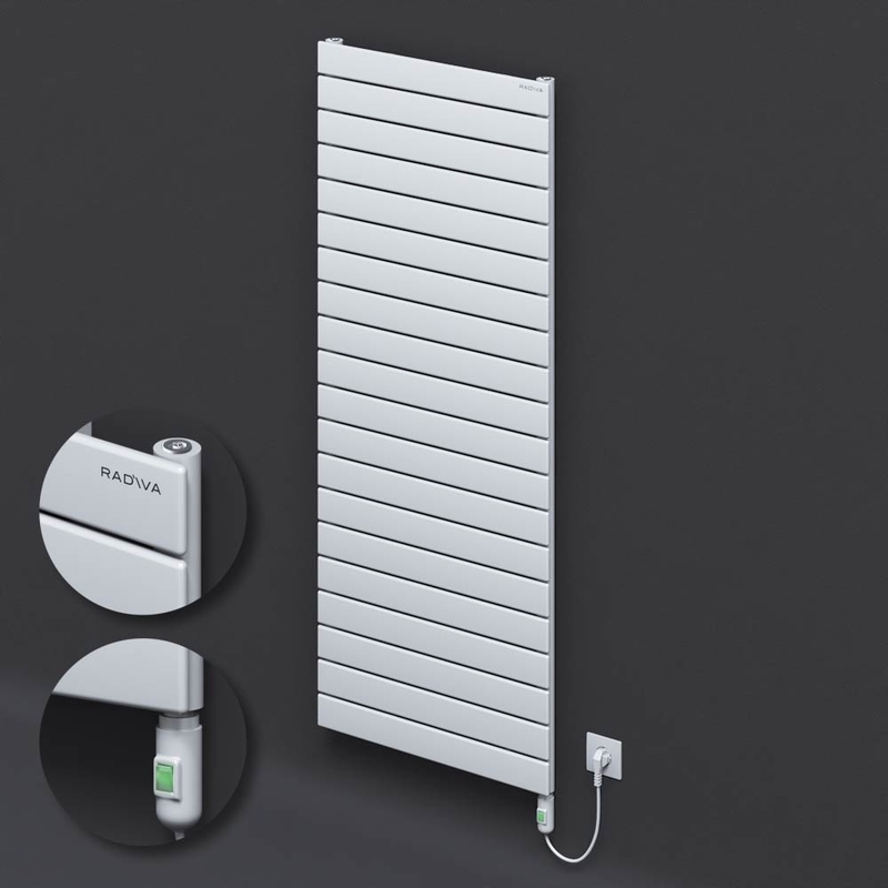 Type 10H Electric Steel Radiateur Décoratif 1476x600 Blanc (Bouton Marche/Arrêt) 900W