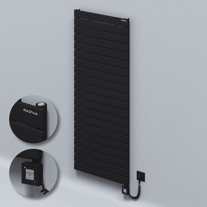 Type 10H Electric Steel Radiateur Décoratif 1476x600 Noir (KTX1 Thermostat) 1000W Câble spiralé