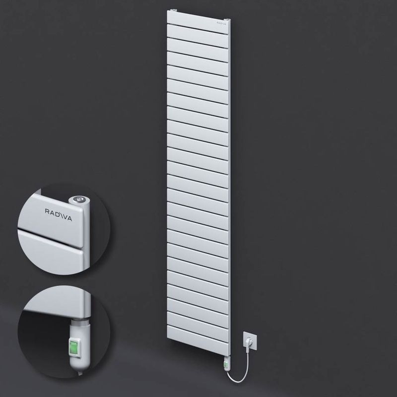 Type 10H Electric Steel Radiateur Décoratif 1772x400 Blanc (Bouton Marche/Arrêt) 900W