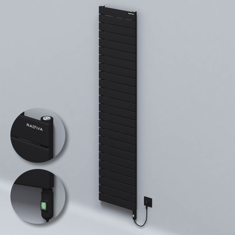 Type 10H Electric Steel Radiateur Décoratif 1772x400 Noir (Bouton Marche/Arrêt) 900W