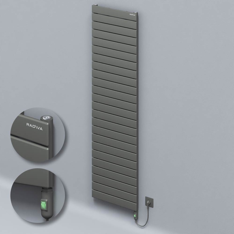 Type 10H Electric Steel Radiateur Décoratif 1772x500 Anthracite (Bouton Marche/Arrêt) 900W