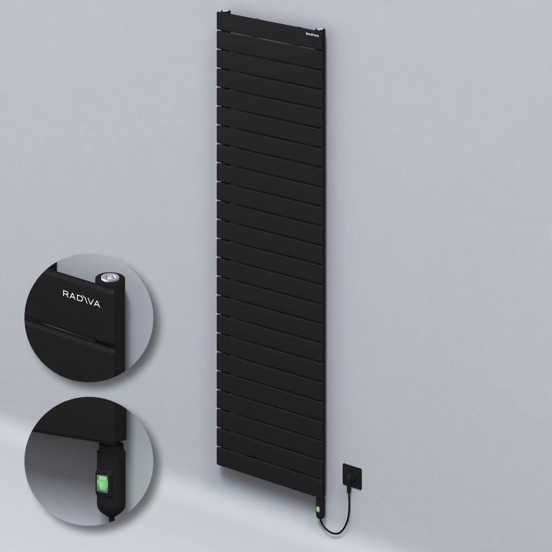 Type 10H Electric Steel Radiateur Décoratif 1772x500 Noir (Bouton Marche/Arrêt) 900W