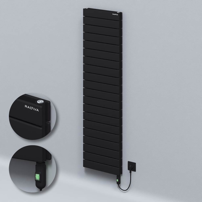 Type 20H Electric Steel Decorative Radiator 1476x400 Black (On/Off Button) 900W