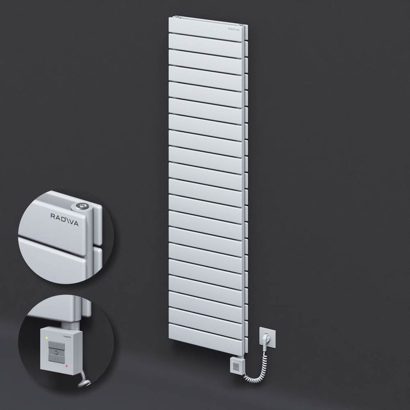 Type 20H Electric Steel Decorative Radiator 1476x400 White (KTX1 Thermostat) 1000W Spiral Cable