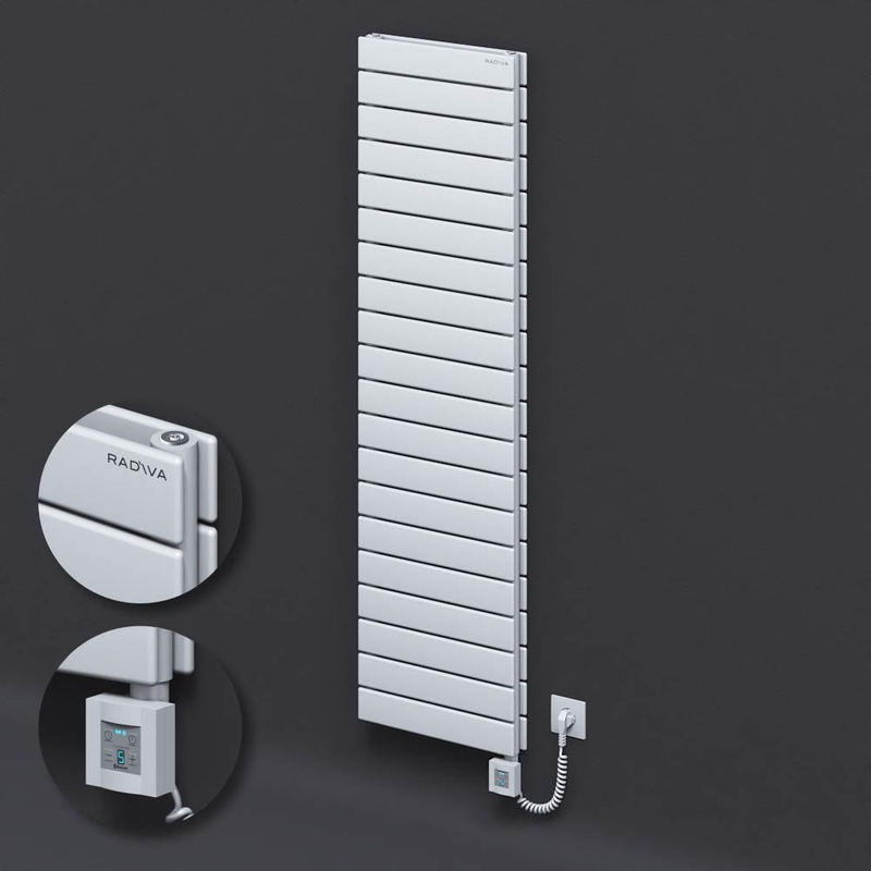 Type 20H Electric Steel Decorative Radiator 1476x400 White (KTX4 Thermostat) 1000W Spiral Cable