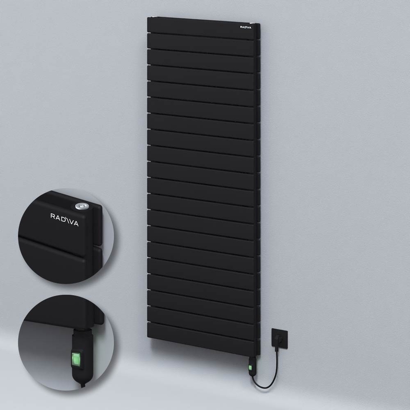 Type 20H Electric Steel Decorative Radiator 1476x600 Black (On/Off Button) 1500W