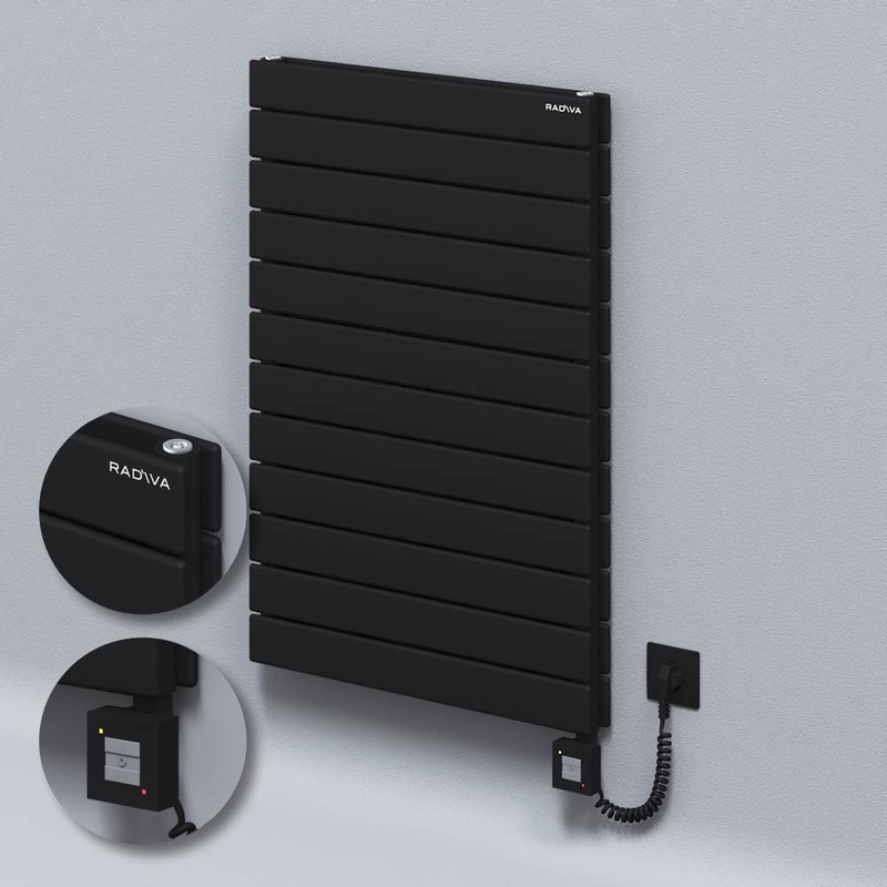 Type 20H Electric Steel Decorative Radiator 884x600 Black (KTX1 Thermostat) 1000W Spiral Cable