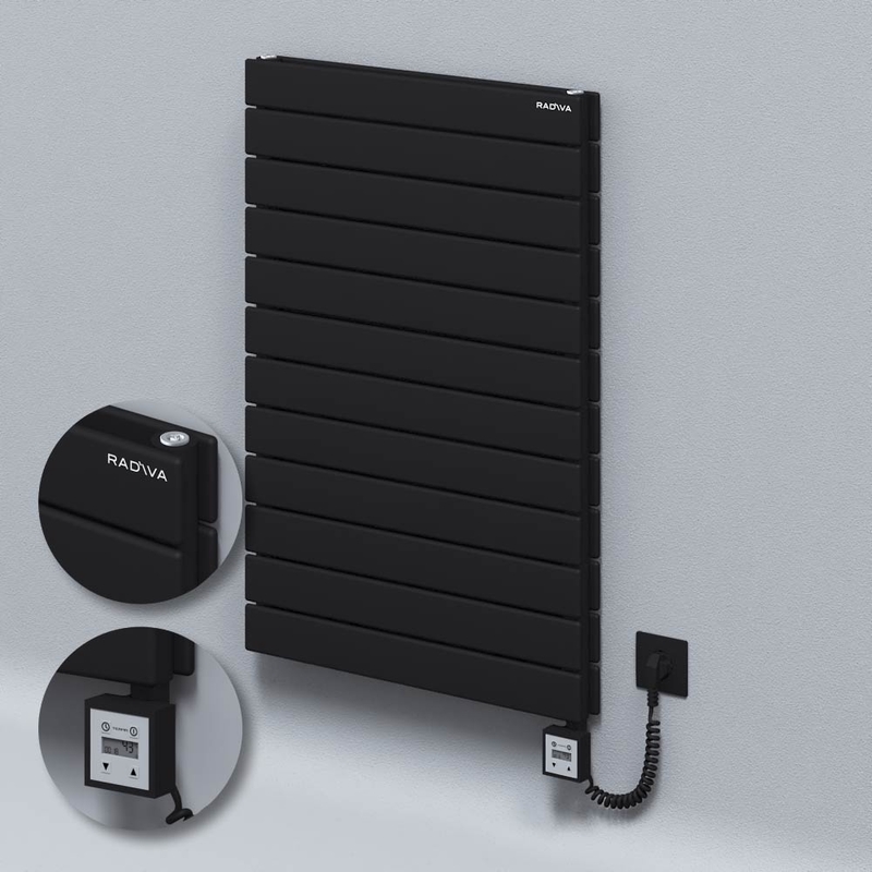 Type 20H Electric Steel Decorative Radiator 884x600 Black (KTX3 Thermostat) 1000W Spiral Cable