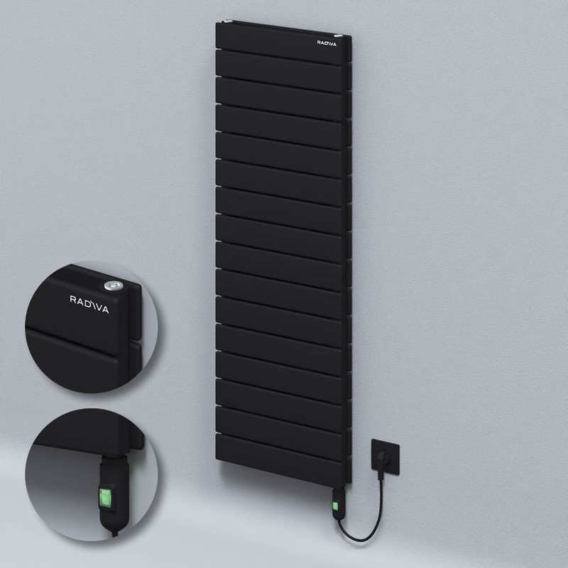 Type 20H Electric Steel Radiateur Décoratif 1180x400 Noir (Bouton Marche/Arrêt) 900W