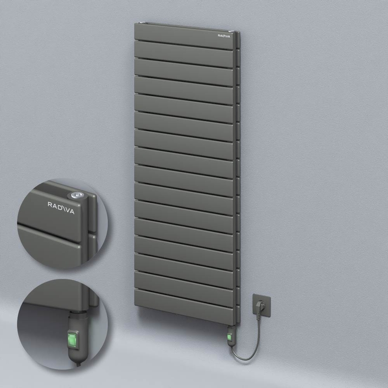 Type 20H Electric Steel Radiateur Décoratif 1180x500 Anthracite (Bouton Marche/Arrêt) 900W