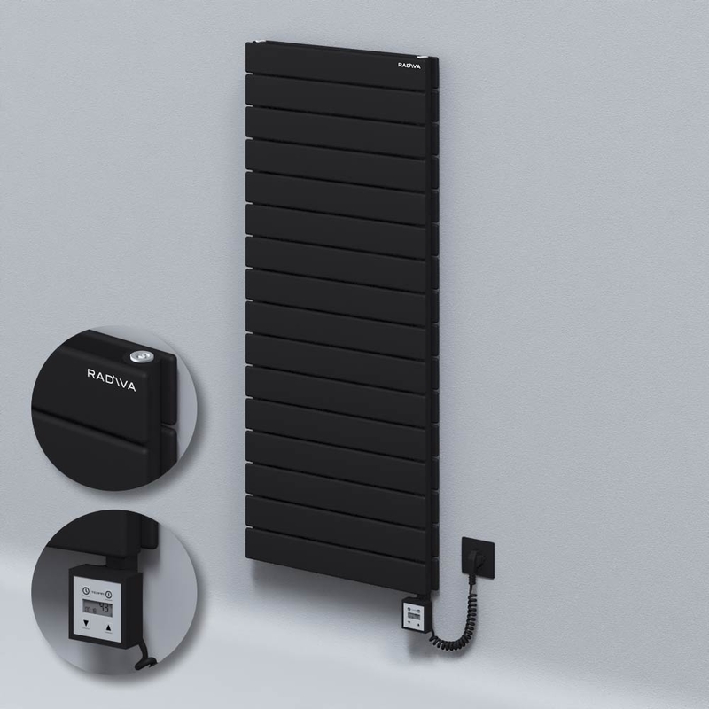 Type 20H Electric Steel Radiateur Décoratif 1180x500 Noir (KTX3 Thermostat) 1000W Câble spiralé