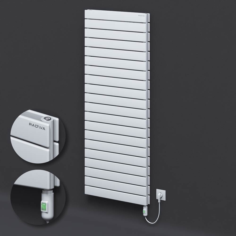 Type 20H Electric Steel Radiateur Décoratif 1476x600 Blanc (Bouton Marche/Arrêt) 1500W