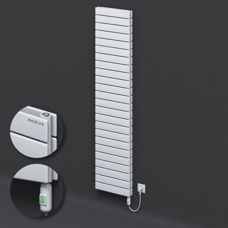 Type 20H Electric Steel Radiateur Décoratif 1772x400 Blanc (Bouton Marche/Arrêt) 1200W