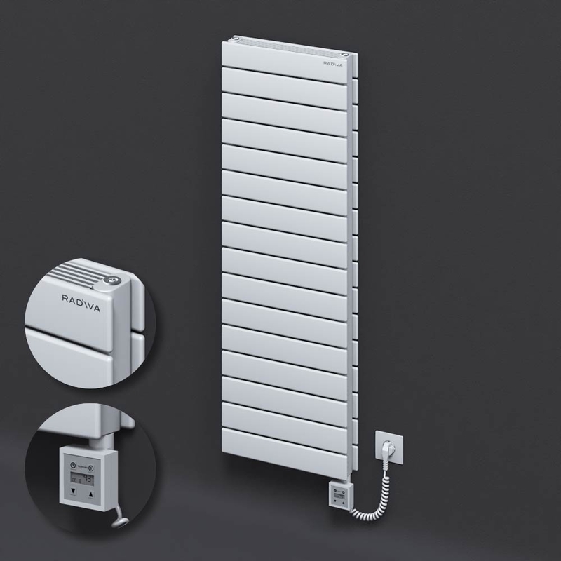 Type 21H Electric Steel Decorative Radiator 1180x400 White (KTX3 Thermostat) 1000W Spiral Cable