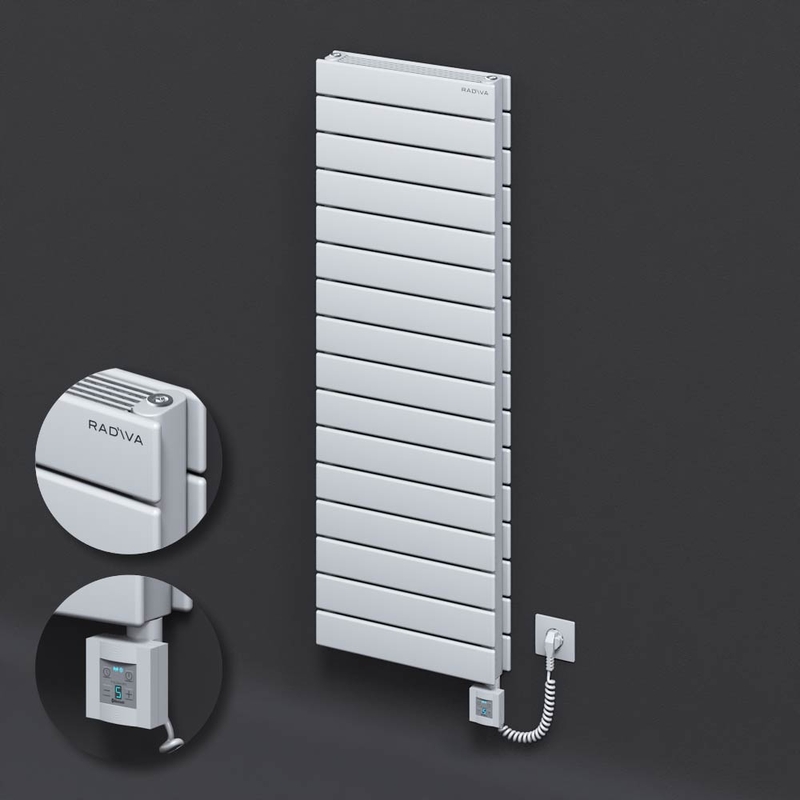 Type 21H Electric Steel Decorative Radiator 1180x400 White (KTX4 Thermostat) 1000W Spiral Cable