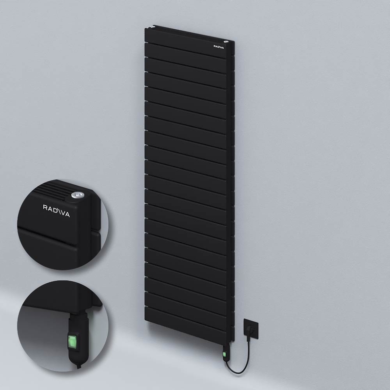 Type 21H Electric Steel Decorative Radiator 1476x500 Black (On/Off Button) 1500W