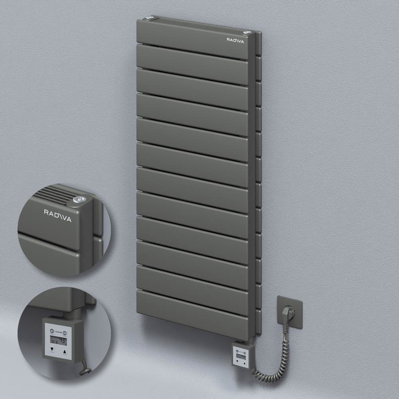 Type 21H Electric Steel Decorative Radiator 884x400 Anthracite (KTX3 Thermostat) 1000W Spiral Cable