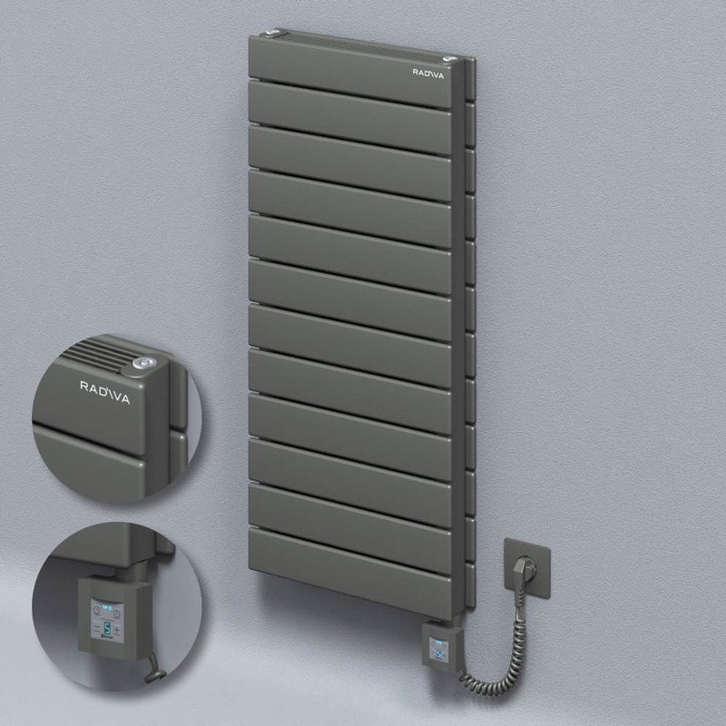 Type 21H Electric Steel Decorative Radiator 884x400 Anthracite (KTX4 Thermostat) 1000W Spiral Cable