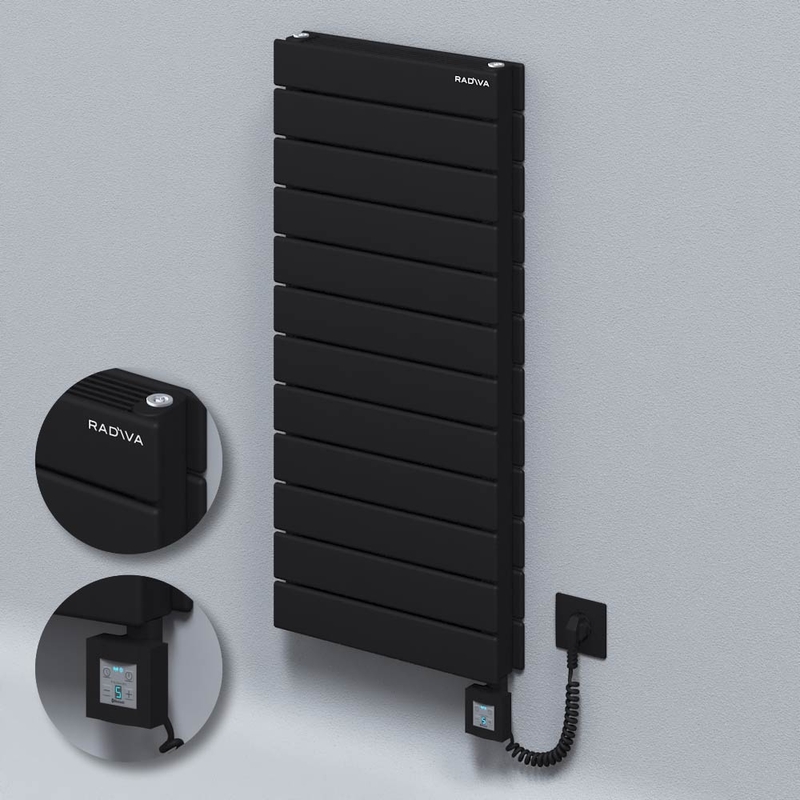 Type 21H Electric Steel Decorative Radiator 884x400 Black (KTX4 Thermostat) 1000W Spiral Cable