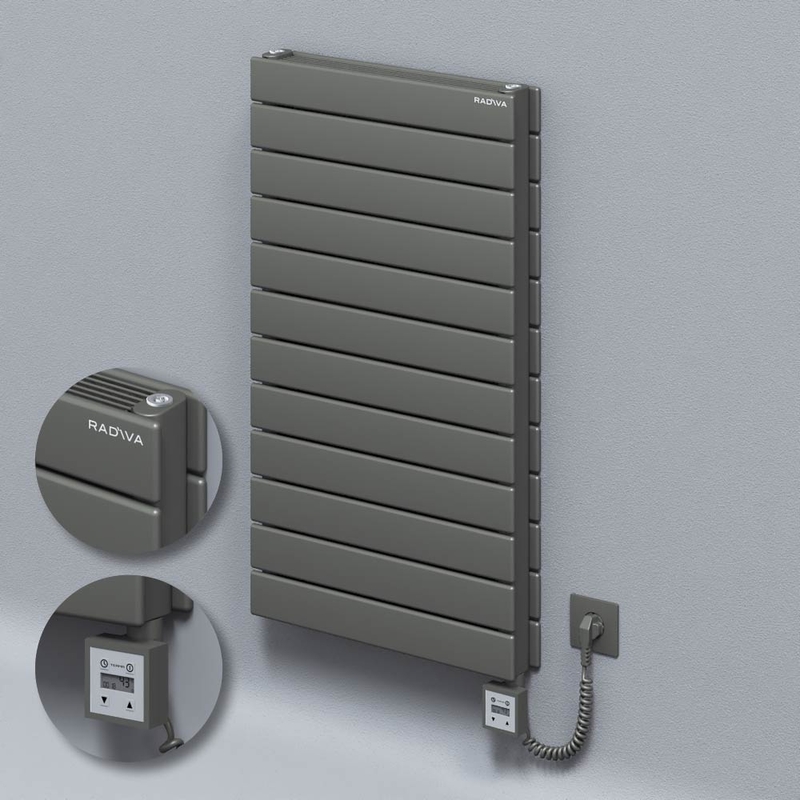 Type 21H Electric Steel Decorative Radiator 884x500 Anthracite (KTX3 Thermostat) 1000W Spiral Cable