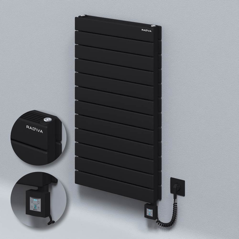 Type 21H Electric Steel Decorative Radiator 884x500 Black (KTX4 Thermostat) 1000W Spiral Cable