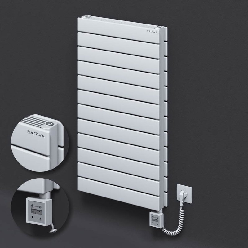 Type 21H Electric Steel Decorative Radiator 884x500 White (KTX3 Thermostat) 1000W Spiral Cable