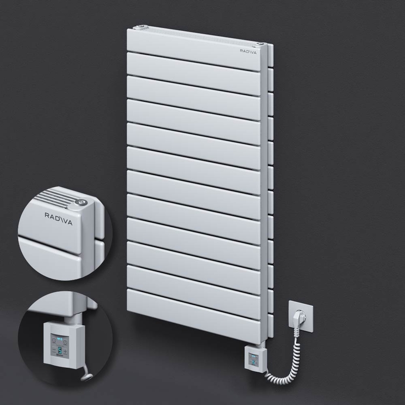 Type 21H Electric Steel Decorative Radiator 884x500 White (KTX4 Thermostat) 1000W Spiral Cable