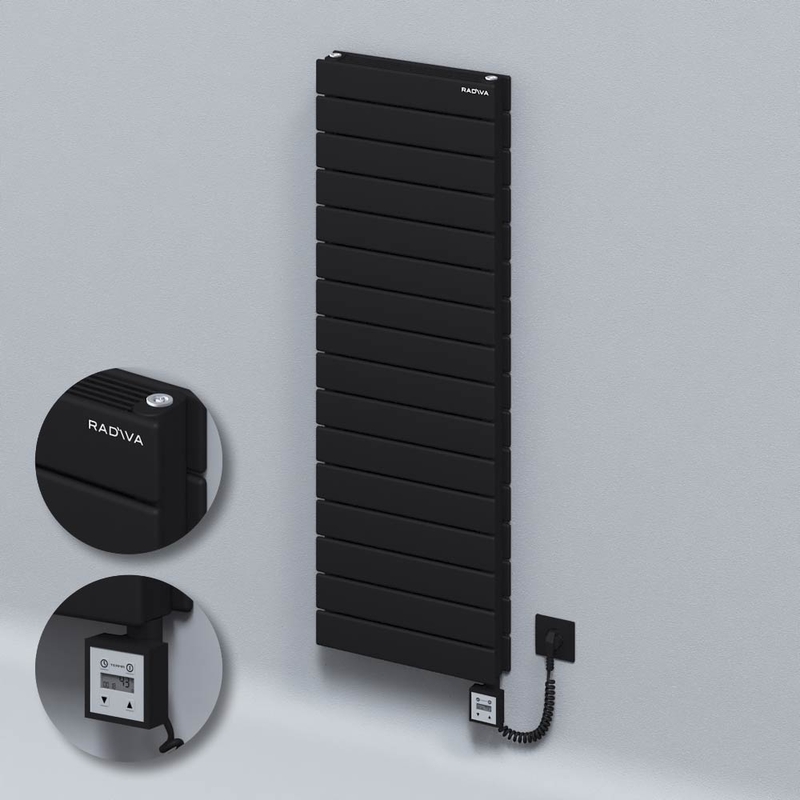 Type 21H Electric Steel Radiateur Décoratif 1180x400 Noir (KTX3 Thermostat) 1000W Câble spiralé