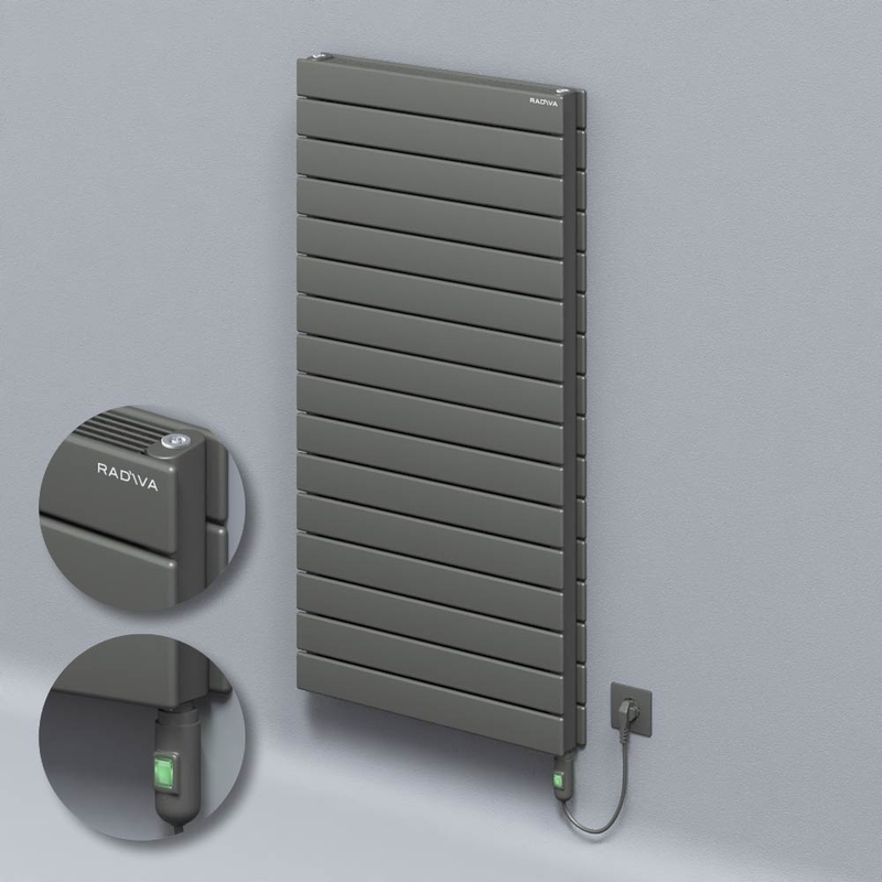 Type 21H Electric Steel Radiateur Décoratif 1180x600 Anthracite (Bouton Marche/Arrêt) 1500W