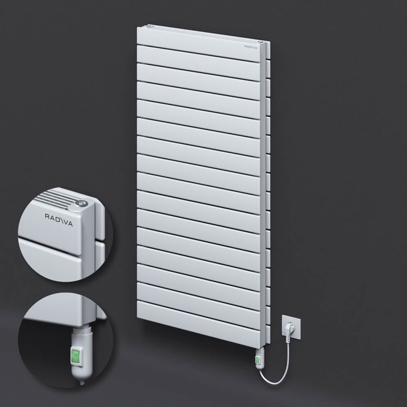 Type 21H Electric Steel Radiateur Décoratif 1180x600 Blanc (Bouton Marche/Arrêt) 1500W