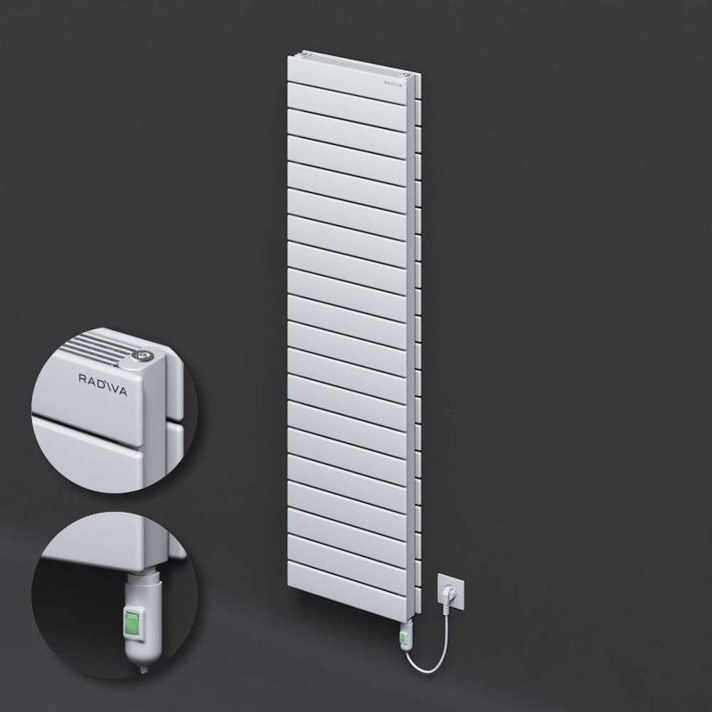 Type 21H Electric Steel Radiateur Décoratif 1476x400 Blanc (Bouton Marche/Arrêt) 1200W