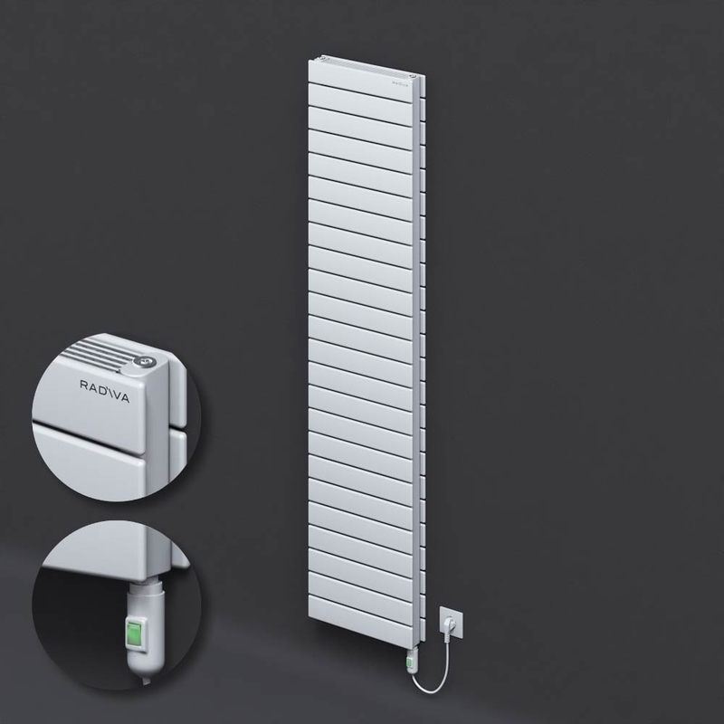 Type 21H Electric Steel Radiateur Décoratif 1772x400 Blanc (Bouton Marche/Arrêt) 1200W