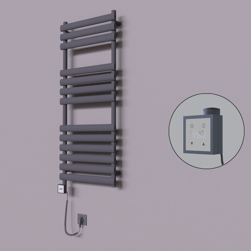 Volga Dekoratif Elektrikli Havlupan 500x1200 Koyu Antrasit (KTX3 Termostat) 600W Spiral Kablolu