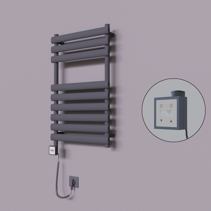 Volga Dekoratif Elektrikli Havlupan 500x800 Koyu Antrasit (KTX3 Termostat) 300W Spiral Kablolu