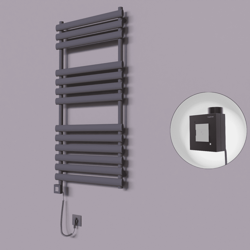 Volga Dekoratif Elektrikli Havlupan 600x1200 Koyu Antrasit (KTX1 Termostat) 600W Spiral Kablolu