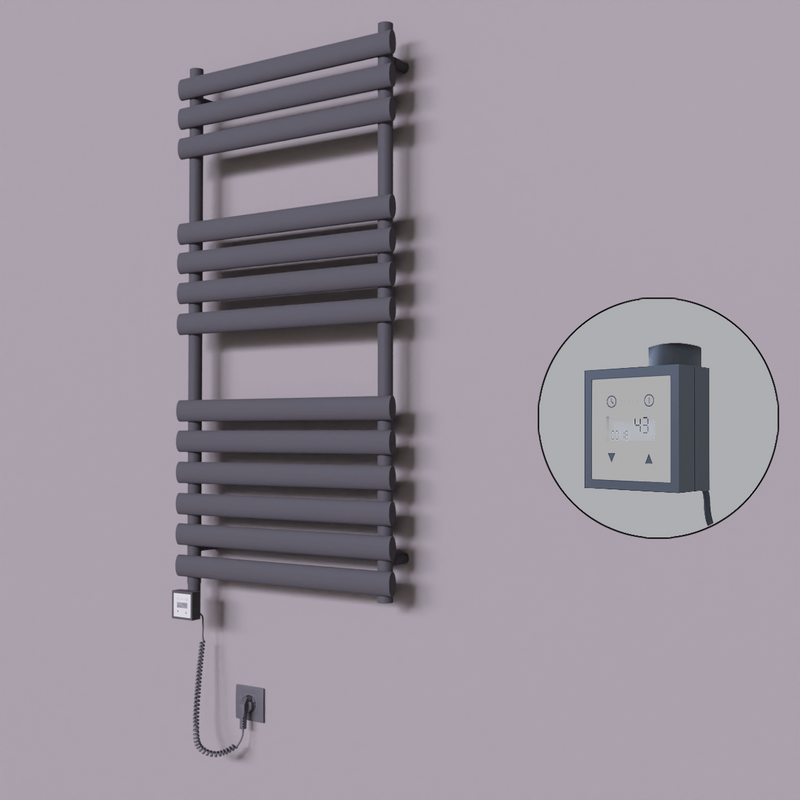 Volga Dekoratif Elektrikli Havlupan 600x1200 Koyu Antrasit (KTX3 Termostat) 600W Spiral Kablolu