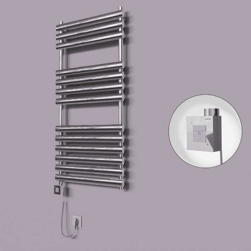 Volga Dekoratif Elektrikli Havlupan 600x1200 Krom (KTX1 Termostat) 300W Spiral Kablolu