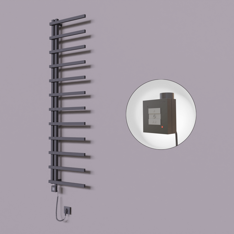 Zap Dekoratif Elektrikli Havlupan 500x1150 Koyu Antrasit (KTX1 Termostat) 300W Spiral Kablolu