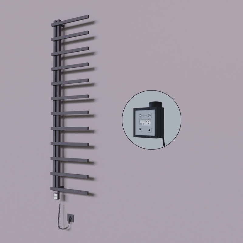 Zap Dekoratif Elektrikli Havlupan 500x1150 Koyu Antrasit (KTX3 Termostat) 300W Spiral Kablolu