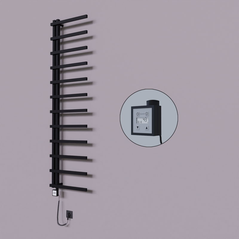 Zap Dekoratif Elektrikli Havlupan 500x1150 Siyah (KTX3 Termostat) 300W Spiral Kablolu